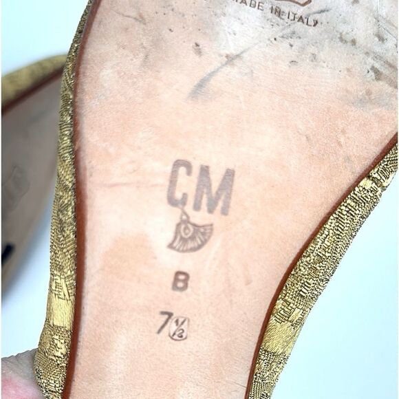 CLAUDIO MERAZZI Gold Brocade Formal Pumps Pointed Toe Embellished Details US 7,5 - Picture 15 of 16